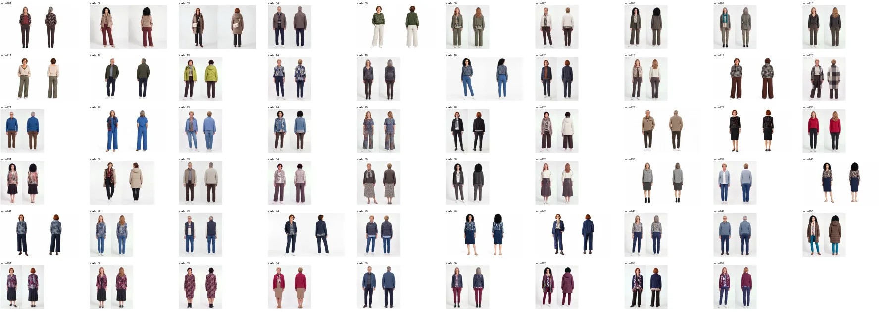 Feuille de casting : 59 mannequins IA, de face et de dos